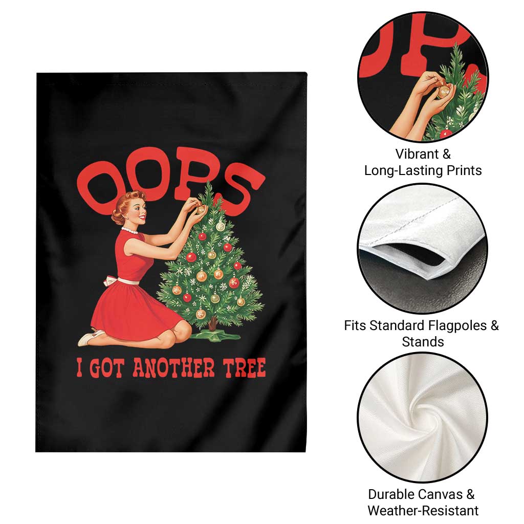 Funny Retro Christmas Pinup Girl Garden Flag Oops I Got Another Tree Vintage Pin Up Style Holiday Humor TS02 Print Your Wear