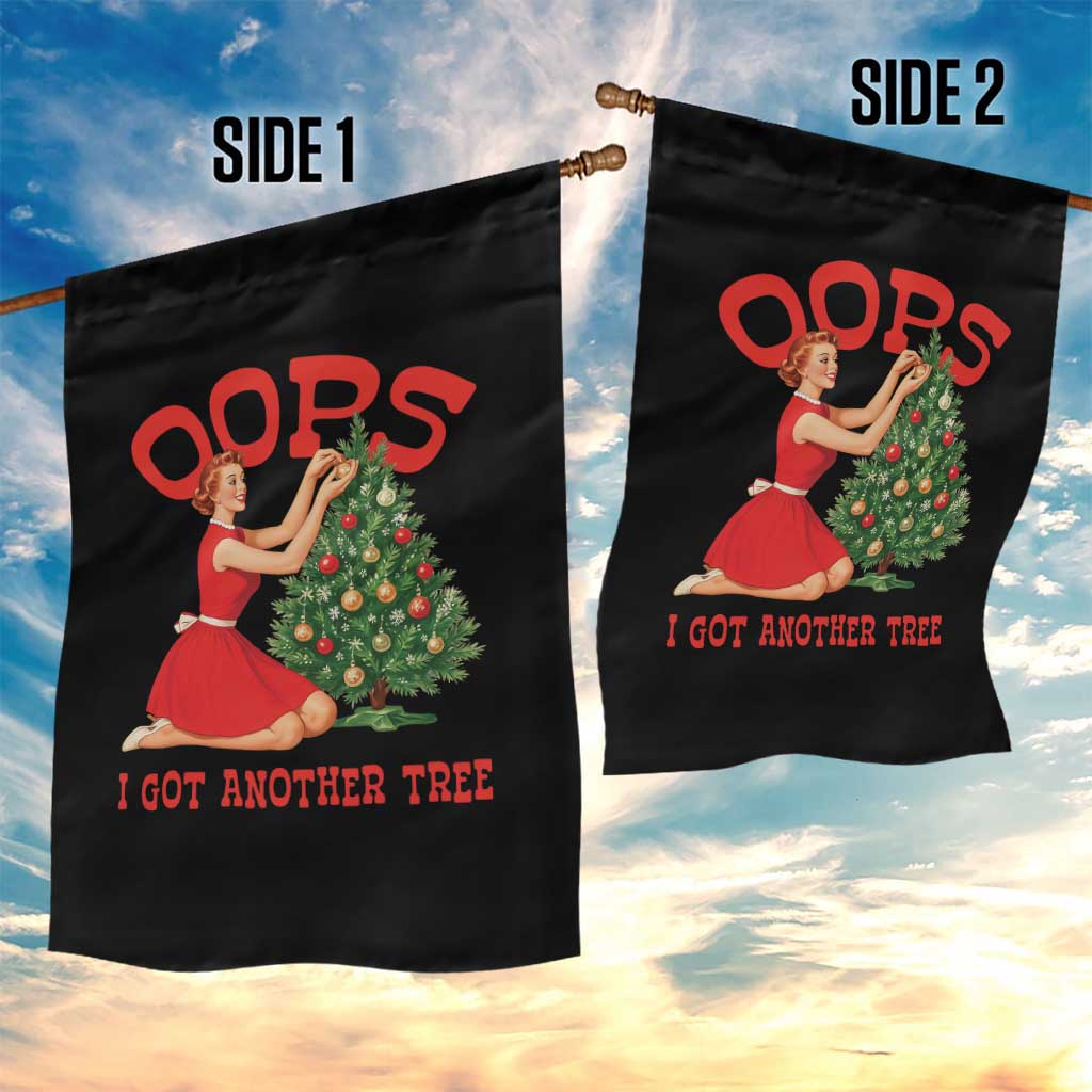 Funny Retro Christmas Pinup Girl Garden Flag Oops I Got Another Tree Vintage Pin Up Style Holiday Humor TS02 Print Your Wear
