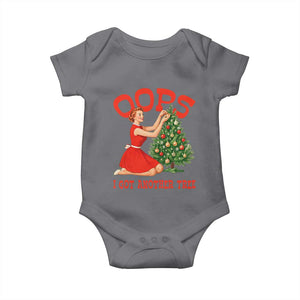Funny Retro Christmas Pinup Girl Baby Onesie Oops I Got Another Tree Vintage Pin Up Style Holiday Humor TS02 Charcoal Print Your Wear