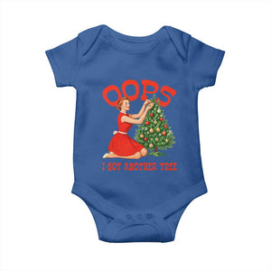 Funny Retro Christmas Pinup Girl Baby Onesie Oops I Got Another Tree Vintage Pin Up Style Holiday Humor TS02 Royal Blue Print Your Wear