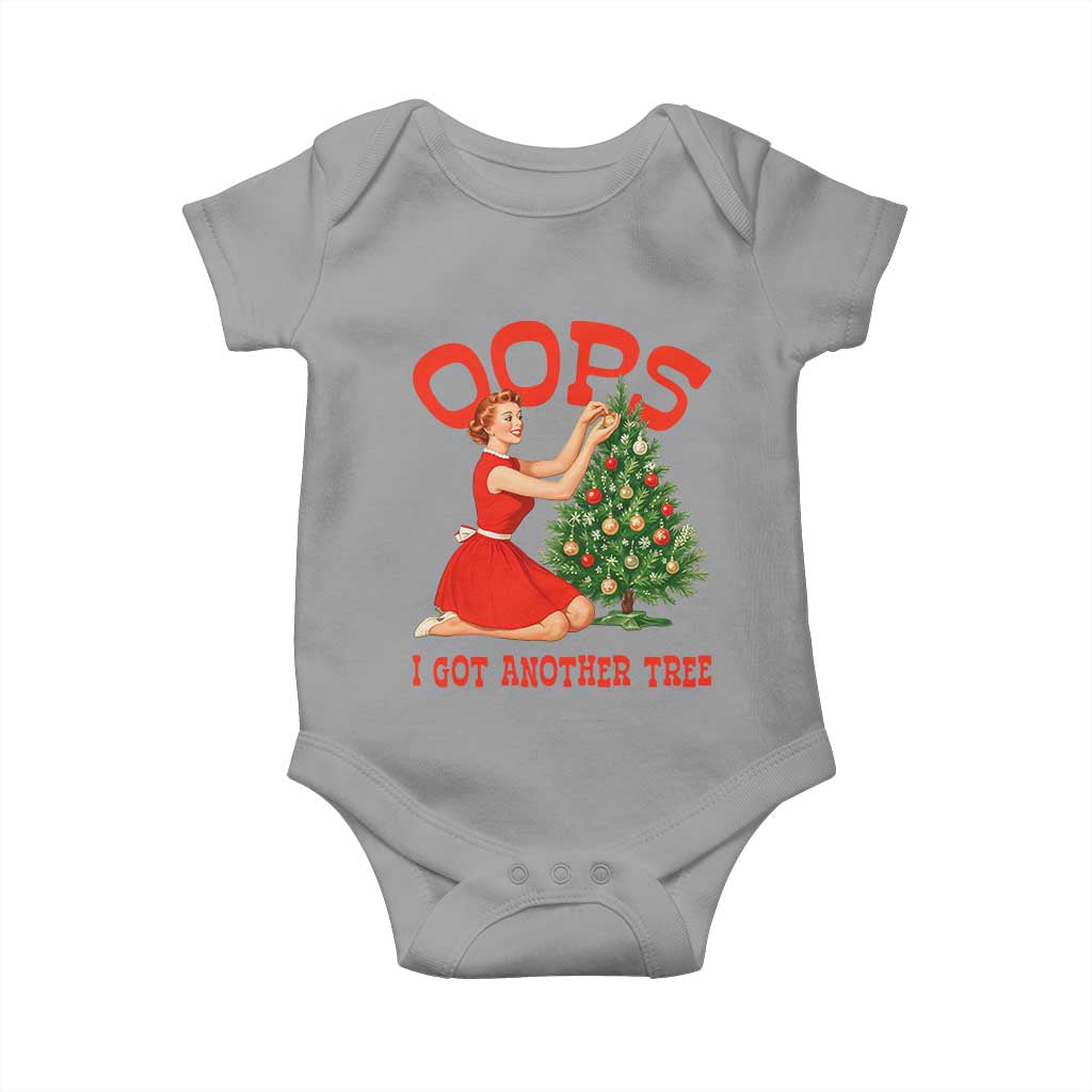 Funny Retro Christmas Pinup Girl Baby Onesie Oops I Got Another Tree Vintage Pin Up Style Holiday Humor TS02 Sport Gray Print Your Wear