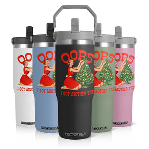 Funny Retro Christmas Pinup Girl Flip Straw Tumbler Oops I Got Another Tree Vintage Pin Up Style Holiday Humor TS02 Print Your Wear