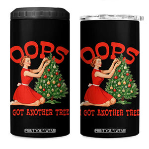 Funny Retro Christmas Pinup Girl 4 in 1 Can Cooler Tumbler Oops I Got Another Tree Vintage Pin Up Style Holiday Humor TS02 One Size: 16 oz Black Print Your Wear