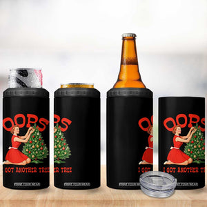 Funny Retro Christmas Pinup Girl 4 in 1 Can Cooler Tumbler Oops I Got Another Tree Vintage Pin Up Style Holiday Humor TS02 Print Your Wear
