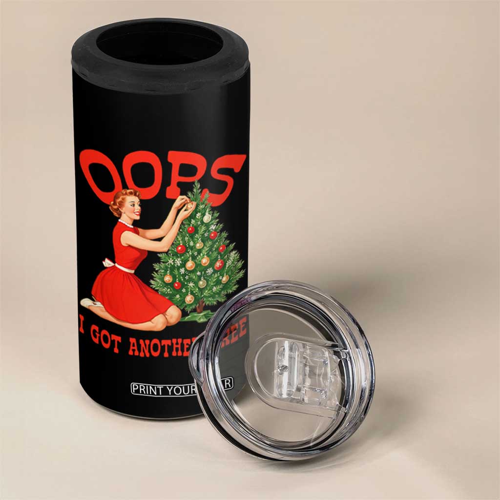 Funny Retro Christmas Pinup Girl 4 in 1 Can Cooler Tumbler Oops I Got Another Tree Vintage Pin Up Style Holiday Humor TS02 Print Your Wear