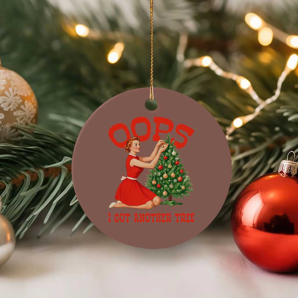 Funny Retro Christmas Pinup Girl Ceramic Ornament Oops I Got Another Tree Vintage Pin Up Style Holiday Humor TS02 1pc Mocha Print Your Wear