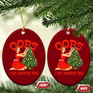 Funny Retro Christmas Pinup Girl Ceramic Ornament Oops I Got Another Tree Vintage Pin Up Style Holiday Humor TS02 Print Your Wear