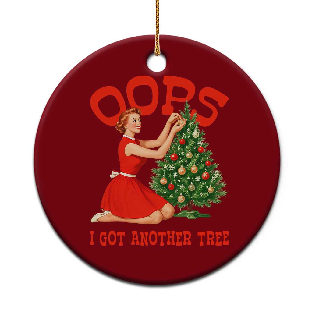 Funny Retro Christmas Pinup Girl Ceramic Ornament Oops I Got Another Tree Vintage Pin Up Style Holiday Humor TS02 1pc Red Print Your Wear