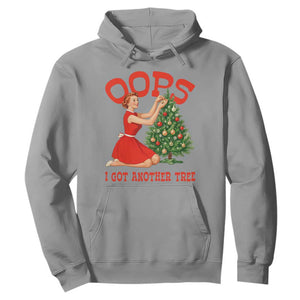 Funny Retro Christmas Pinup Girl Hoodie Oops I Got Another Tree Vintage Pin Up Style Holiday Humor TS02 Sport Gray Print Your Wear