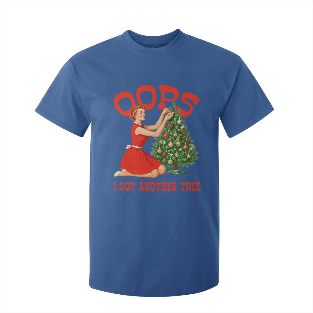 Funny Retro Christmas Pinup Girl T Shirt For Kid Oops I Got Another Tree Vintage Pin Up Style Holiday Humor TS02 Royal Blue Print Your Wear