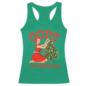 Funny Retro Christmas Pinup Girl Racerback Tank Top Oops I Got Another Tree Vintage Pin Up Style Holiday Humor TS02 Irish Green Print Your Wear