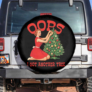 Funny Retro Christmas Pinup Girl Spare Tire Cover Oops I Got Another Tree Vintage Pin Up Style Holiday Humor TS02 No hole Black Print Your Wear