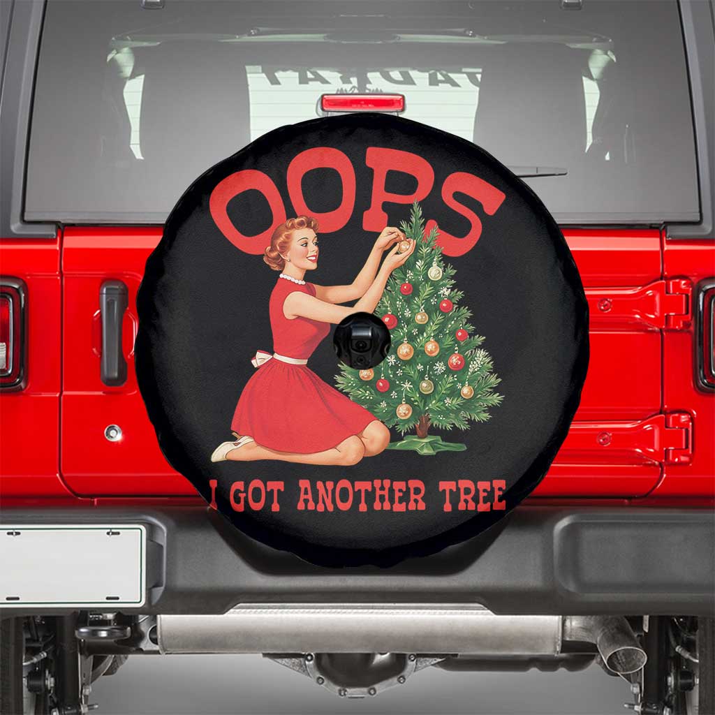 Funny Retro Christmas Pinup Girl Spare Tire Cover Oops I Got Another Tree Vintage Pin Up Style Holiday Humor TS02 Black Print Your Wear