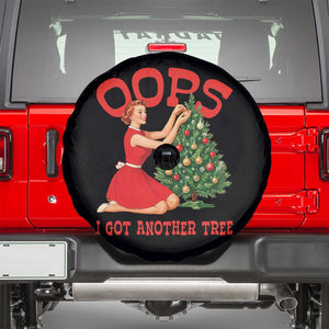 Funny Retro Christmas Pinup Girl Spare Tire Cover Oops I Got Another Tree Vintage Pin Up Style Holiday Humor TS02 Black Print Your Wear