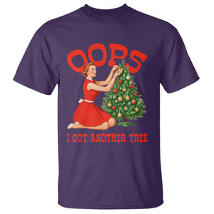 Funny Retro Christmas Pinup Girl T Shirt Oops I Got Another Tree Vintage Pin Up Style Holiday Humor TS02 Purple Print Your Wear