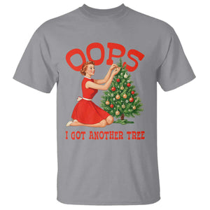 Funny Retro Christmas Pinup Girl T Shirt Oops I Got Another Tree Vintage Pin Up Style Holiday Humor TS02 Sport Gray Print Your Wear