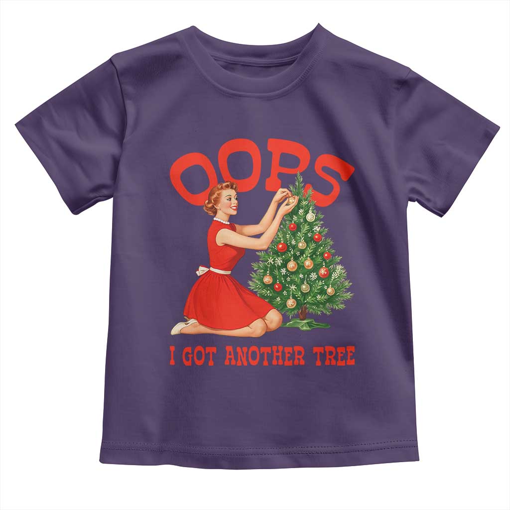 Funny Retro Christmas Pinup Girl Toddler T Shirt Oops I Got Another Tree Vintage Pin Up Style Holiday Humor TS02 Purple Print Your Wear