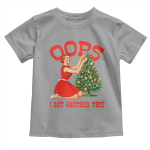 Funny Retro Christmas Pinup Girl Toddler T Shirt Oops I Got Another Tree Vintage Pin Up Style Holiday Humor TS02 Sport Gray Print Your Wear