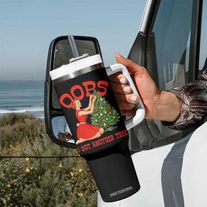 Funny Retro Christmas Pinup Girl Tumbler With Handle Oops I Got Another Tree Vintage Pin Up Style Holiday Humor TS02 Print Your Wear