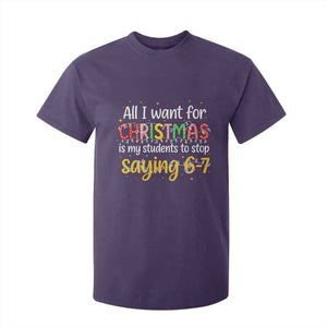 Funny Anti Six Seven Teacher Christmas T Shirt For Kid My Students To Stop Saying 67 Festive Lights TS02 Purple Print Your Wear