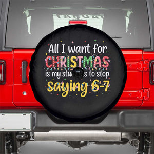 Funny Anti Six Seven Teacher Christmas Spare Tire Cover My Students To Stop Saying 67 Festive Lights TS02 Black Print Your Wear