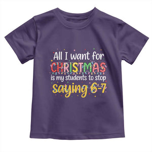 Funny Anti Six Seven Teacher Christmas Toddler T Shirt My Students To Stop Saying 67 Festive Lights TS02 Purple Print Your Wear