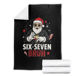 Six Seven Bruh Christmas Meme Throw Blanket Cool Santa 67 Hand Sign Street Style Vibes TS02 White Print Your Wear