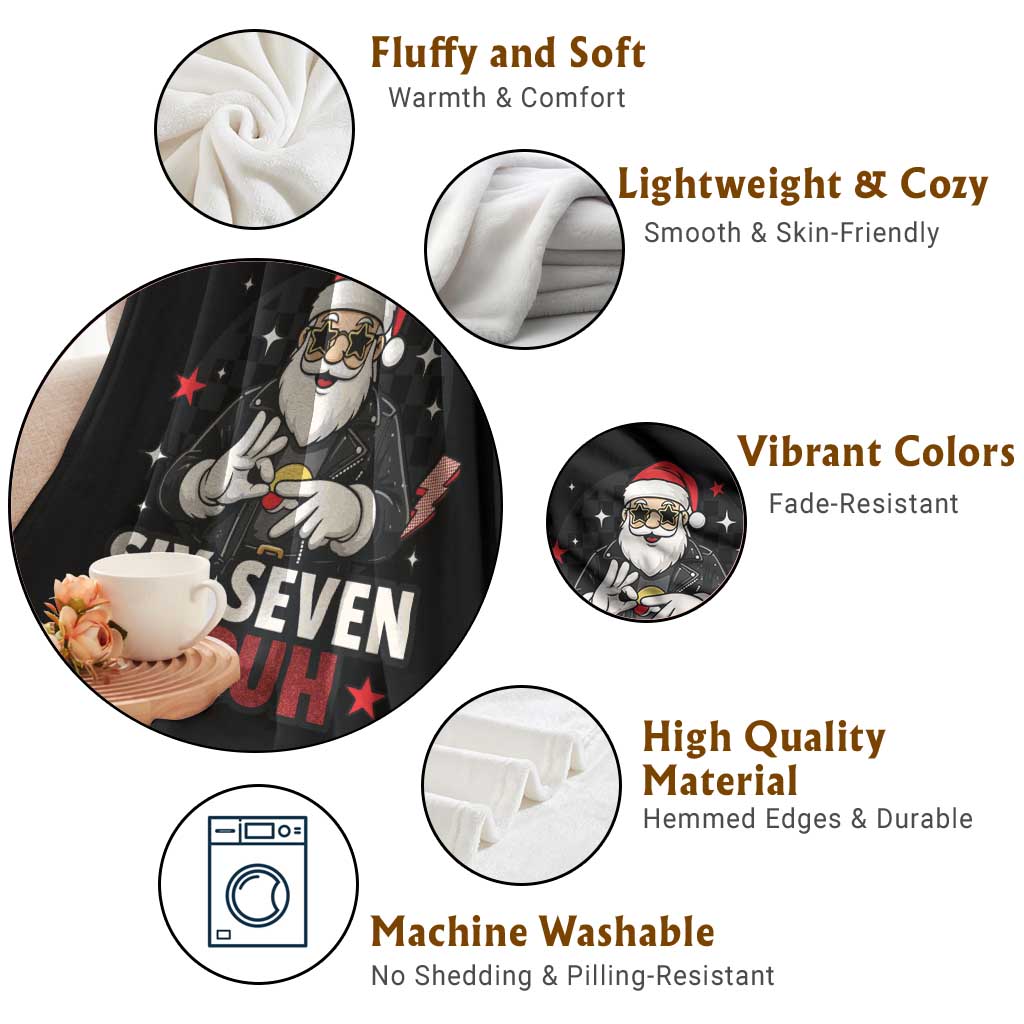 Six Seven Bruh Christmas Meme Throw Blanket Cool Santa 67 Hand Sign Street Style Vibes TS02 Print Your Wear