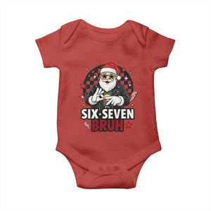 Six Seven Bruh Christmas Meme Baby Onesie Cool Santa 67 Hand Sign Street Style Vibes TS02 Red Print Your Wear