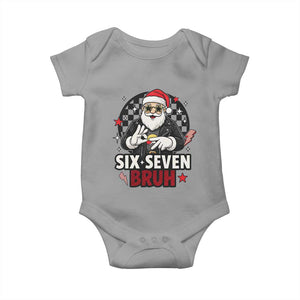 Six Seven Bruh Christmas Meme Baby Onesie Cool Santa 67 Hand Sign Street Style Vibes TS02 Sport Gray Print Your Wear