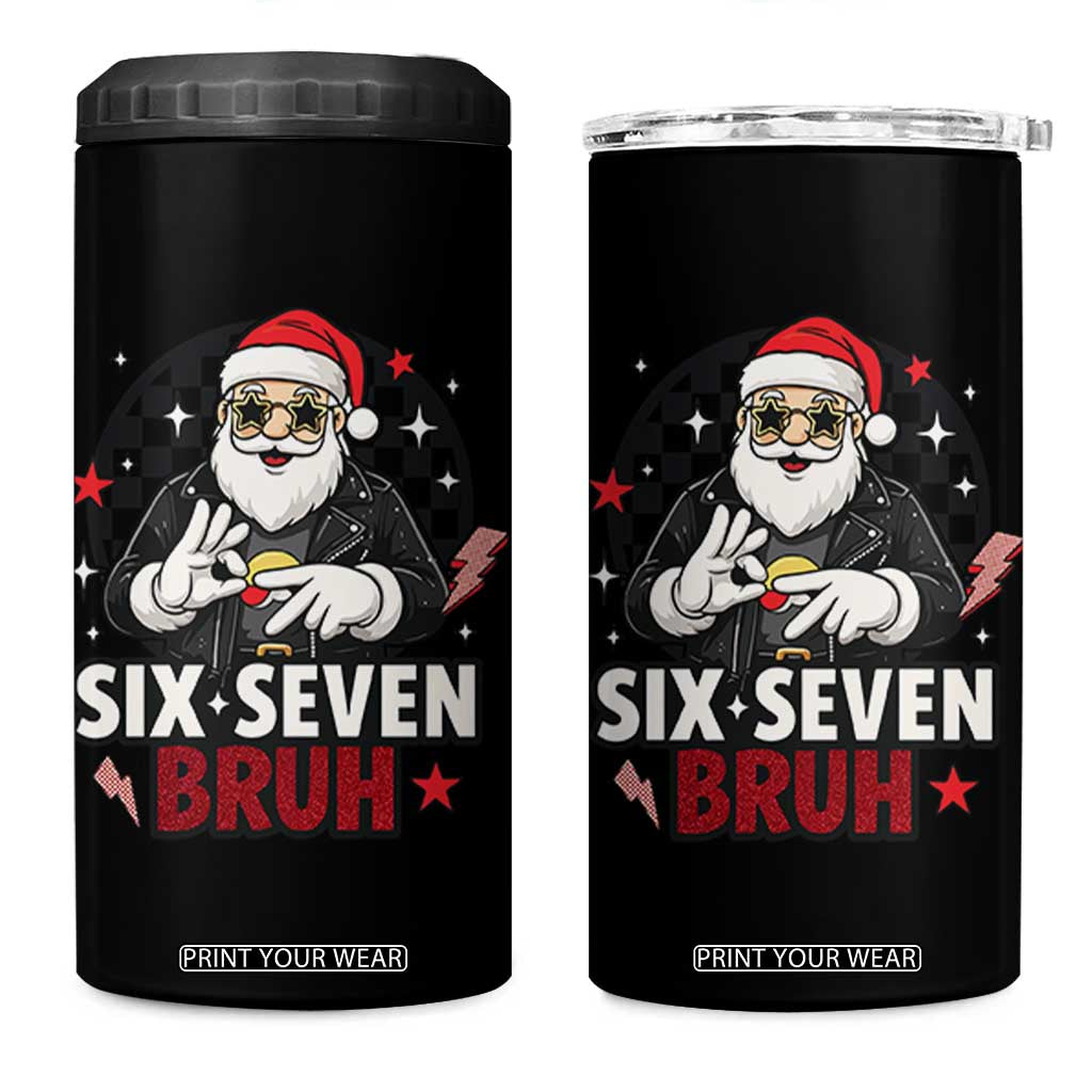 Six Seven Bruh Christmas Meme 4 in 1 Can Cooler Tumbler Cool Santa 67 Hand Sign Street Style Vibes TS02 One Size: 16 oz Black Print Your Wear