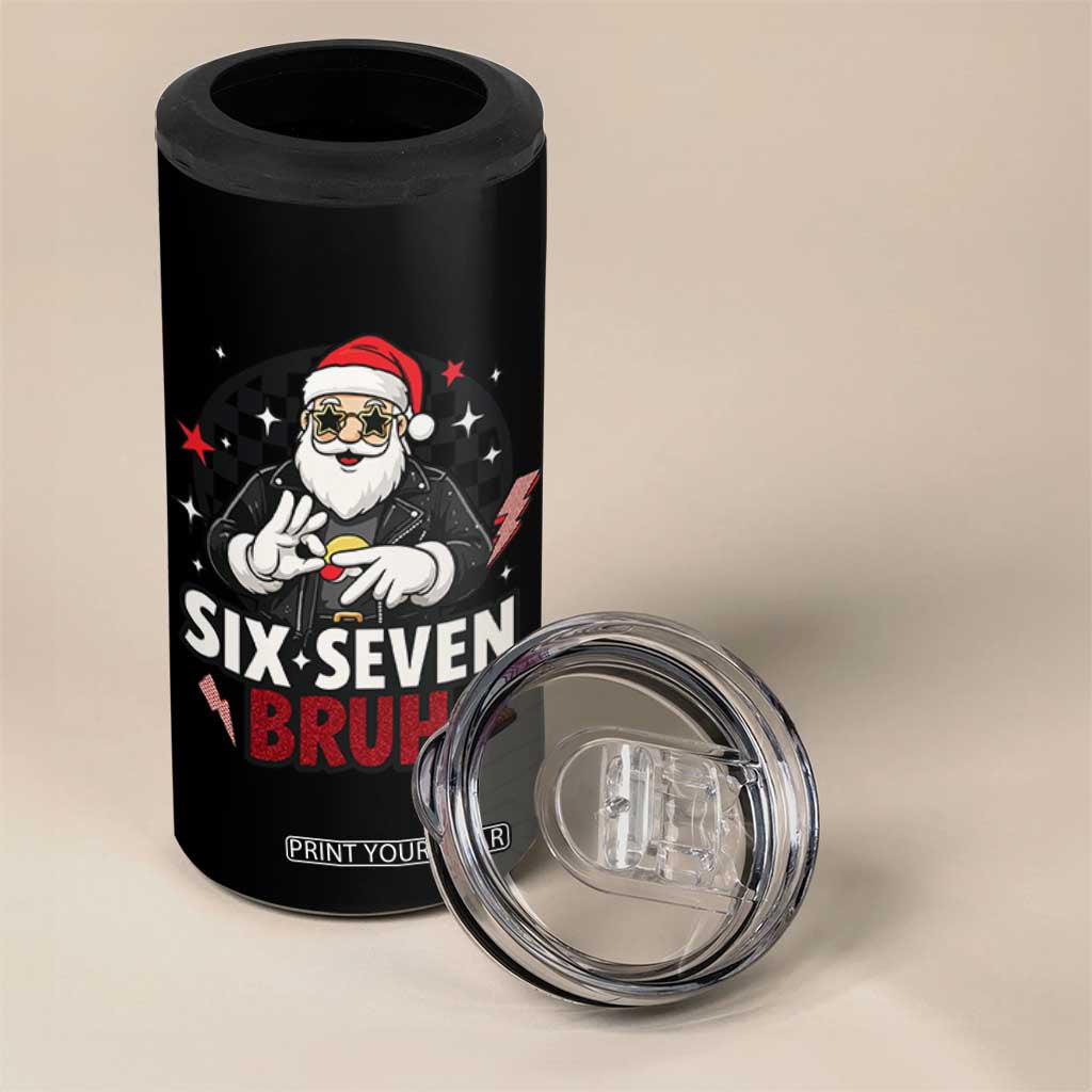 Six Seven Bruh Christmas Meme 4 in 1 Can Cooler Tumbler Cool Santa 67 Hand Sign Street Style Vibes TS02 Print Your Wear