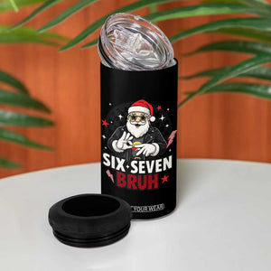 Six Seven Bruh Christmas Meme 4 in 1 Can Cooler Tumbler Cool Santa 67 Hand Sign Street Style Vibes TS02 Print Your Wear