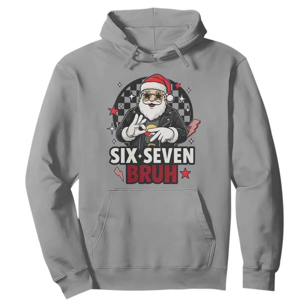 Six Seven Bruh Christmas Meme Hoodie Cool Santa 67 Hand Sign Street Style Vibes TS02 Sport Gray Print Your Wear