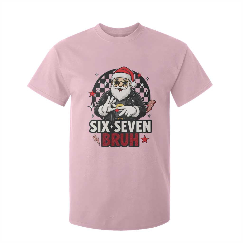 Six Seven Bruh Christmas Meme T Shirt For Kid Cool Santa 67 Hand Sign Street Style Vibes TS02 Light Pink Print Your Wear