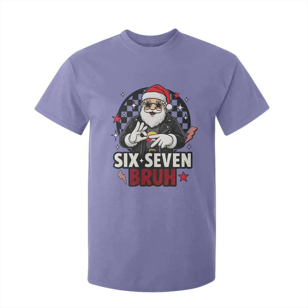 Six Seven Bruh Christmas Meme T Shirt For Kid Cool Santa 67 Hand Sign Street Style Vibes TS02 Violet Print Your Wear
