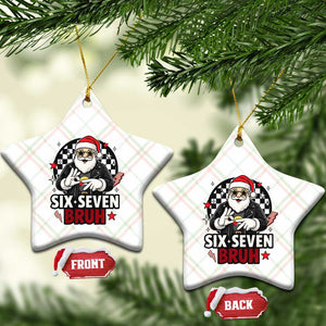 Six Seven Bruh Christmas Meme Ceramic Ornament Cool Santa 67 Hand Sign Street Style Vibes TS02 Print Your Wear