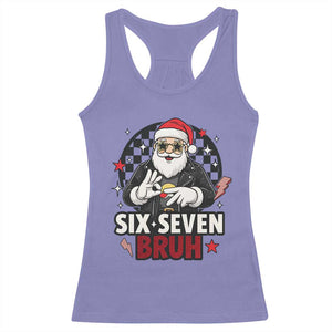 Six Seven Bruh Christmas Meme Racerback Tank Top Cool Santa 67 Hand Sign Street Style Vibes TS02 Violet Print Your Wear