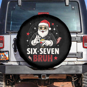 Six Seven Bruh Christmas Meme Spare Tire Cover Cool Santa 67 Hand Sign Street Style Vibes TS02 No hole White Print Your Wear