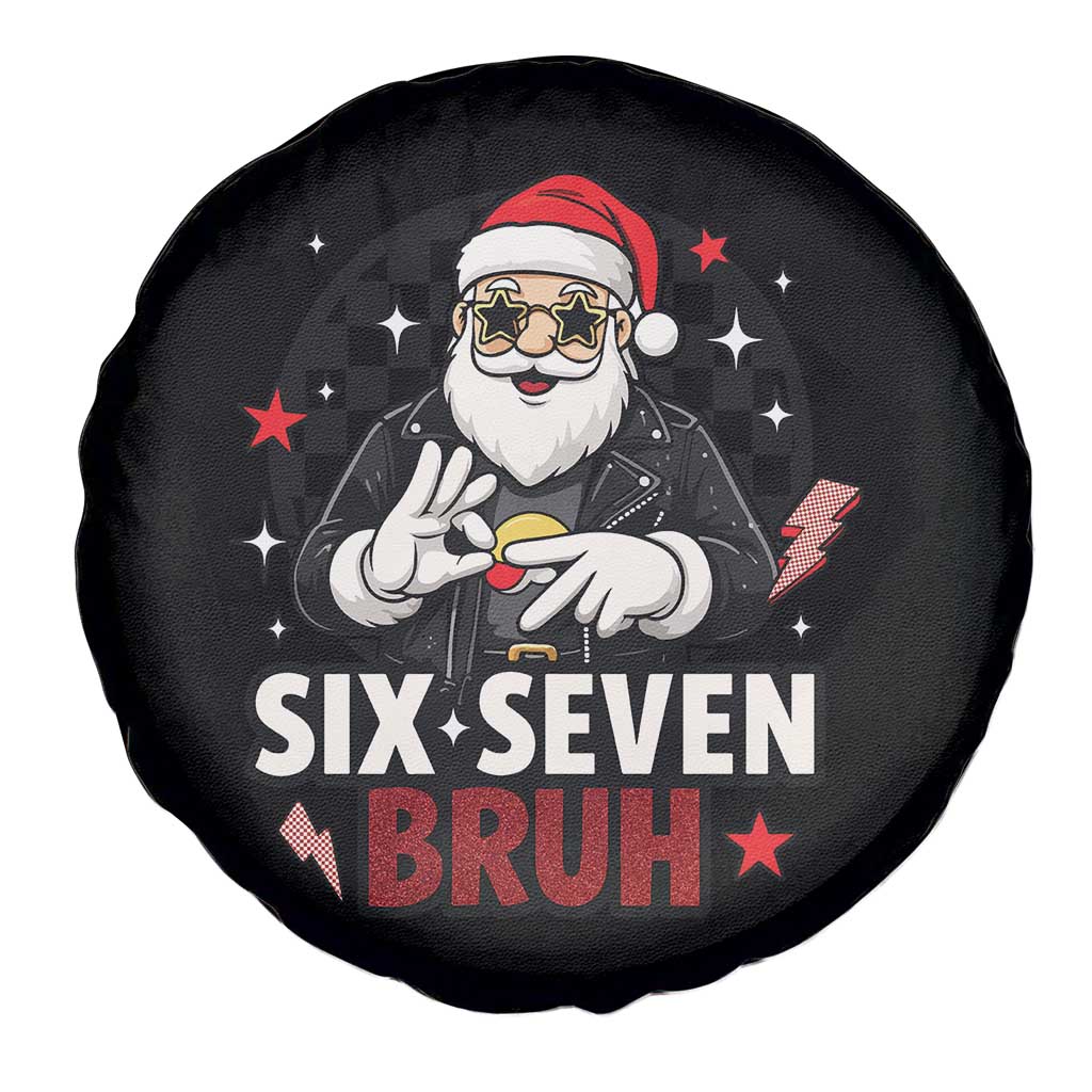 Six Seven Bruh Christmas Meme Spare Tire Cover Cool Santa 67 Hand Sign Street Style Vibes TS02 Print Your Wear