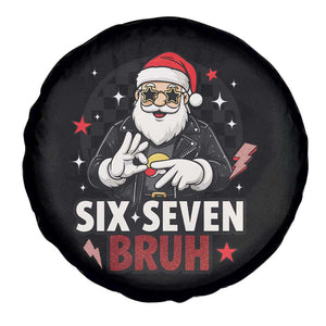 Six Seven Bruh Christmas Meme Spare Tire Cover Cool Santa 67 Hand Sign Street Style Vibes TS02 Print Your Wear