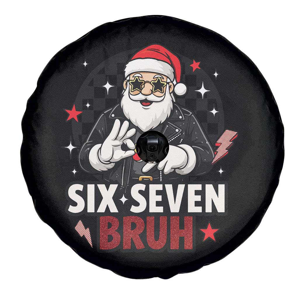 Six Seven Bruh Christmas Meme Spare Tire Cover Cool Santa 67 Hand Sign Street Style Vibes TS02 Print Your Wear