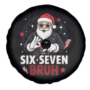 Six Seven Bruh Christmas Meme Spare Tire Cover Cool Santa 67 Hand Sign Street Style Vibes TS02 Print Your Wear
