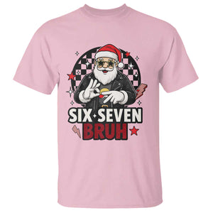 Six Seven Bruh Christmas Meme T Shirt Cool Santa 67 Hand Sign Street Style Vibes TS02 Light Pink Print Your Wear