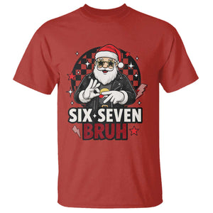 Six Seven Bruh Christmas Meme T Shirt Cool Santa 67 Hand Sign Street Style Vibes TS02 Red Print Your Wear