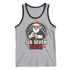 Six Seven Bruh Christmas Meme Tank Top Cool Santa 67 Hand Sign Street Style Vibes TS02 Athletic Heather Black Print Your Wear
