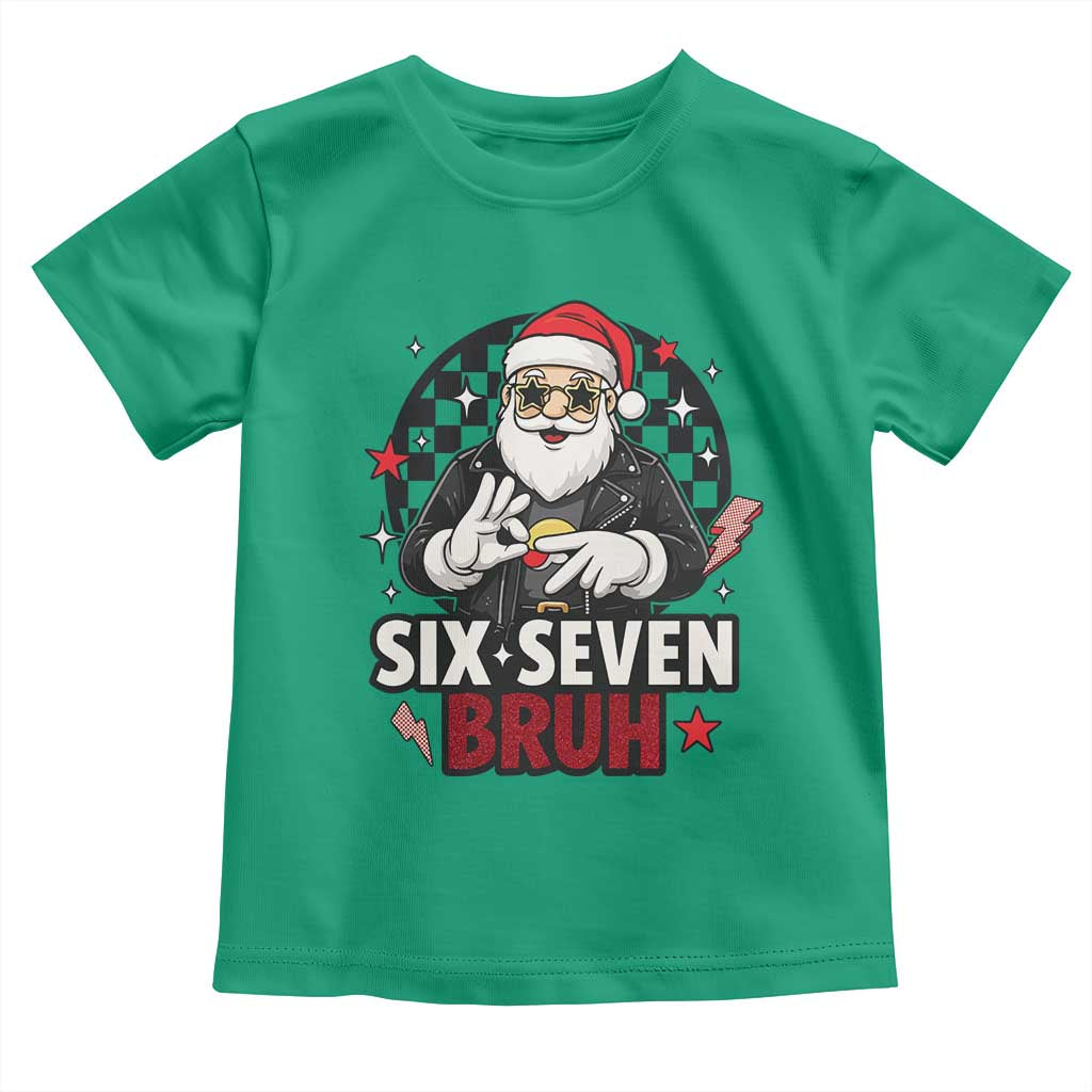 Six Seven Bruh Christmas Meme Toddler T Shirt Cool Santa 67 Hand Sign Street Style Vibes TS02 Irish Green Print Your Wear