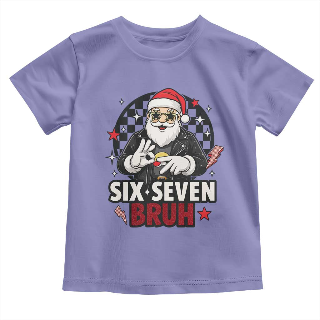 Six Seven Bruh Christmas Meme Toddler T Shirt Cool Santa 67 Hand Sign Street Style Vibes TS02 Violet Print Your Wear