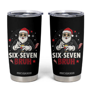 Six Seven Bruh Christmas Meme Tumbler Cup Cool Santa 67 Hand Sign Street Style Vibes TS02 Black Print Your Wear
