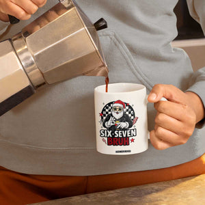 Six Seven Bruh Christmas Meme Coffee Mug Cool Santa 67 Hand Sign Street Style Vibes TS02 Print Your Wear
